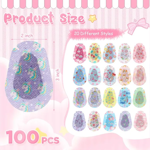 Miniatura 2 de Copkim 100 parches adhesivos para los ojos para niños y niñas, lindo parche para ojos de niños pequeños, colorido y transpirable, parche perezoso