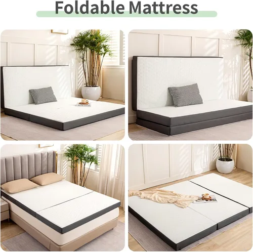 Miniatura 3 de MUUEGM Colchón plegable de espuma viscoelástica de tamaño individual, colchón plegable de 4 pulgadas para yoga, viajes, caravana, campamento