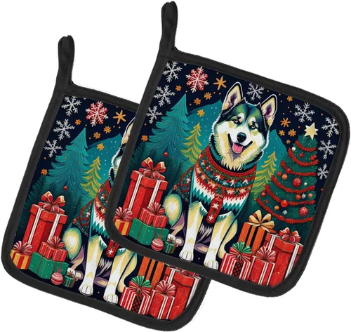 Miniatura 20 de Caroline's Treasures Fawn Pug - Par de soportes para ollas de Navidad, resistentes al calor, juego de ollas para horno, almohadillas calientes