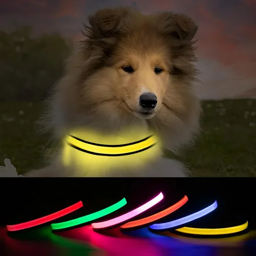 Miniatura 16 de Collares de perro iluminados recargables, collar de perro que brilla en la oscuridad, impermeable, collares de perro con luces LED intermitentes