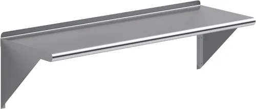 AmGood Estante de pared de acero inoxidable de 48 pulgadas de largo x 16 pulgadas de profundidad | Certificado NSF | Estantería de metal para