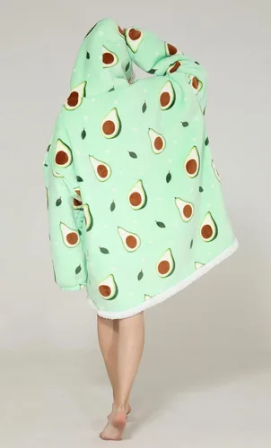 Miniatura 2 de Manta con capucha de gran tamaño, manta portátil para adultos, mujeres y hombres, suave, cálida, cómoda, Sherpa TV, Verde aguacate