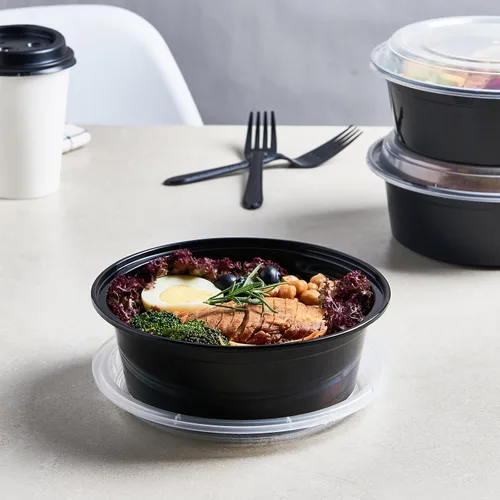 Miniatura 4 de FULING Recipientes redondos para preparación de comidas de 32 oz, 50 unidades, con tapas, de plástico, para almacenamiento de alimentos, caja
