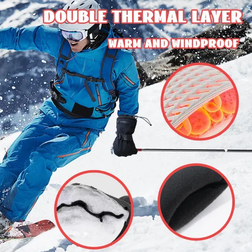 Miniatura 5 de Ixsun Guantes de esquí para hombres y mujeres, bolsillo con cremallera, suaves, cálidos, impermeables, resistentes al viento, adecuados para esquís