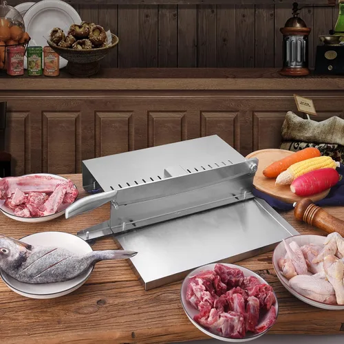 Miniatura 7 de Cortador de carne de 20 pulgadas, cortador manual de costillas para pollo, pescado o carne de res, rebanador de carne congelada de acero inoxidable