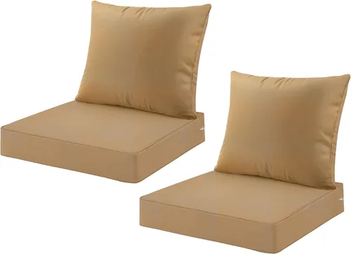 Miniatura 8 de ARTPLAN Juego de 2 cojines de asiento profundo con respaldo, cojines de sofá para exteriores para todo tipo de clima, tela de poliéster, espuma