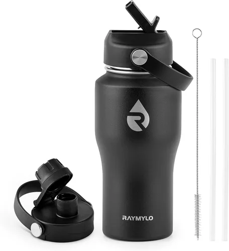 Miniatura 11 de RAYMYLO Botella de agua de acero inoxidable de 32 onzas (fría durante 48 horas, caliente durante 24 horas), botella de agua aislada al vacío