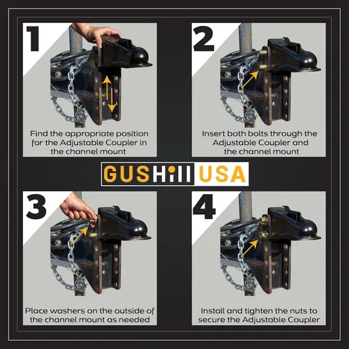 Miniatura 4 de GusHIll USA GH25330 Acoplador de remolque ajustable para montaje en canal, bola de enganche de 2-5/16 pulgadas, 14,000 libras, negro