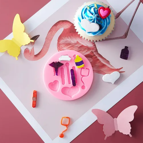 Miniatura 3 de Cestony 4 moldes de silicona con temática de enfermera para manualidades, pasteles, fondant, galletas, jabón, azúcar, pudín, chocolate, dulces