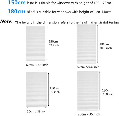 Miniatura 4 de Paquete de 2 persianas temporales para ventana, persianas plisadas autoadhesivas sin cordón sin taladro, persianas de tela para oscurecer la Blanco