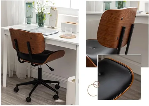 Miniatura 3 de Cómoda silla de escritorio de oficina en casa con ruedas, silla de oficina de asiento suave, silla de oficina tapizada sin brazos, silla