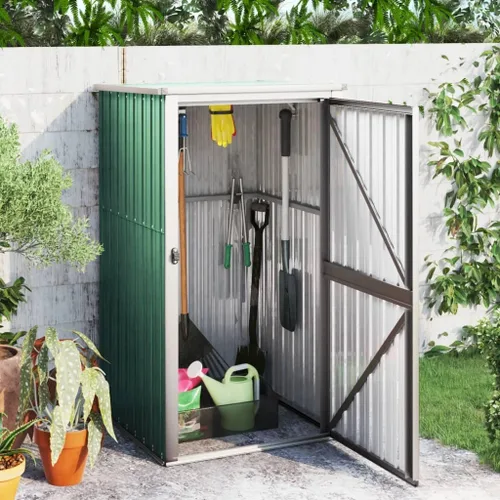 Miniatura 2 de vidaXL Cobertizo de almacenamiento de herramientas de jardín - Verde, 34.6"x35"x63.4" - Acero galvanizado