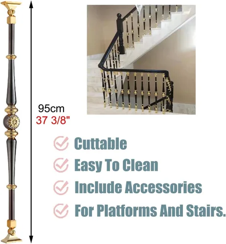 Miniatura 3 de CMYUN Husillos de balaustre de aluminio para interiores, elegante juego de barandillas comerciales para escaleras con zapatos, barandillas redondas
