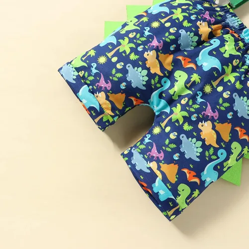 Miniatura 7 de Conjunto divertido de ropa de primer cumpleaños para bebé niño, con corbatín y estampado de dinosaurio, conjunto de pantalones con tirantes