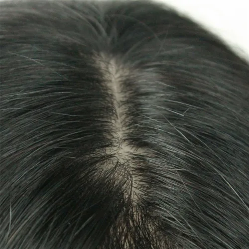 Miniatura 5 de Remeehi Extensiones de cabello humano real ondulado con base de seda de 5 x 6.6 pulgadas para mujer (estilo C)