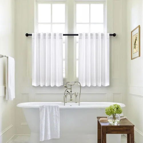 Miniatura 24 de Pitalk Cortinas de lino para café de 24 pulgadas de largo, con bolsillo trasero, plisadas, estilo bohemio, granja, cocina, cortinas para ventana