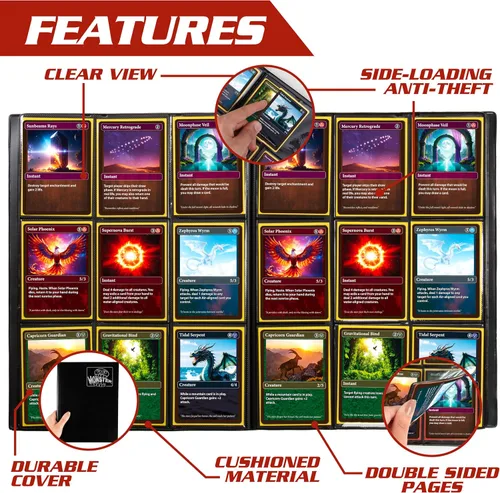 Miniatura 4 de Monster Binder - Álbum de tarjeta coleccionables, 9 bolsillos para tarjetas, retiene 360 de Yugioh, Magic, y Pokémon, Rojo mate