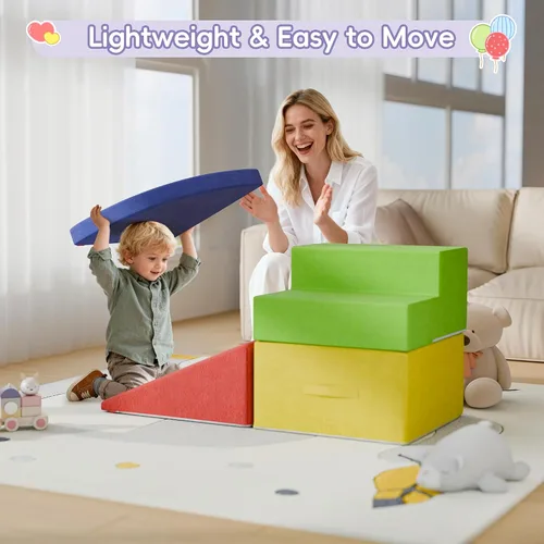 Miniatura 4 de 4 piezas de bloques de espuma para escalar para niños pequeños, gimnasio de escalada para bebés con espuma de ultra alta densidad para gatear