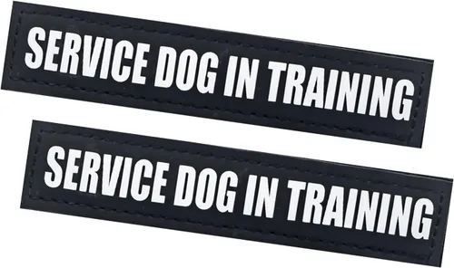 Miniatura 20 de Paquete de 2 parches para perros de servicio, parche de chaleco negro para perro en entrenamiento, parches de arnés para perros extraíbles
