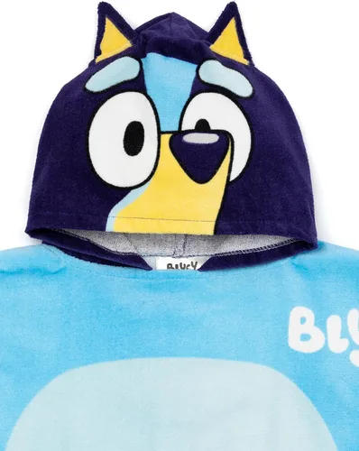 Miniatura 5 de Bluey Poncho de toalla para niños Toalla de baño de dibujos animados azul para niñas y niños con orejas 3D Traje de baño para cachorros