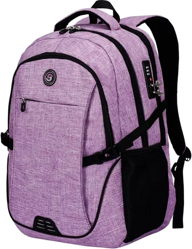 Miniatura 10 de Mochila antirrobo para portátil con carga USB compatible con portátil de 15.6 pulgadas con bloqueo incluido., A-gris