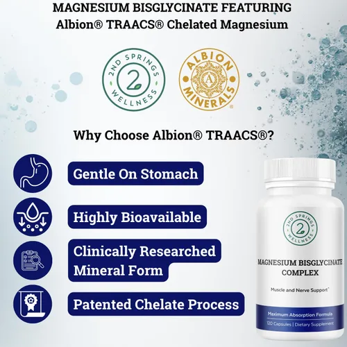Miniatura 5 de Complejo de bisglicinato de magnesio 400 mg Suplemento Albion TRAACS Quelado, máxima absorción, suave para el estómago, altamente biodisponible