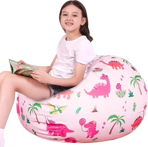 Miniatura 42 de Lukeight - Puf de almacenamiento de animales de peluche para niños, funda para puf de dinosaurio con cremallera para organizar la habitación