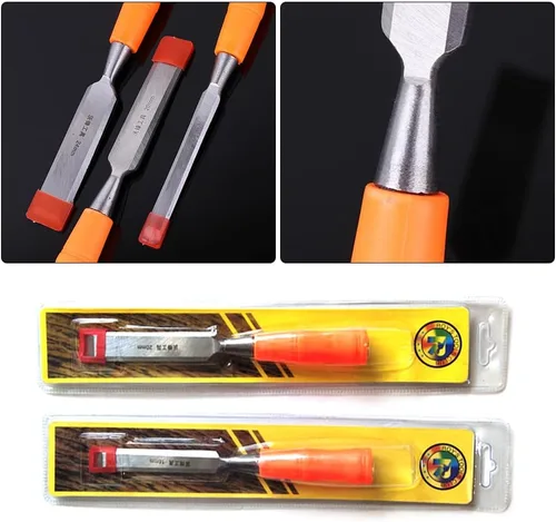 Miniatura 4 de Utoolmart Cincel de madera para carpintería 24mm/0.94" ancho cabeza plana tallado cincel de acero de alto carbono y mango de PVC para carpintería