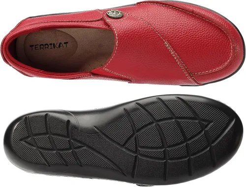 Miniatura 7 de TERRIKAT Mocasines clásicos casuales de cuero para mujer, con puntera tipo mocasín, cómodos para caminar, zapatos de trabajo ligeros