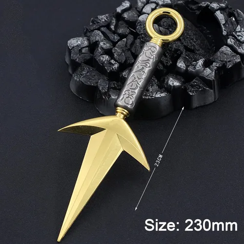 Miniatura 2 de FAYAIALO 9 pulgadas Minato Kunai Uzumaki Kakashi Namikaze kunai Metal Ninja Cosplay Modelo Llavero Colección
