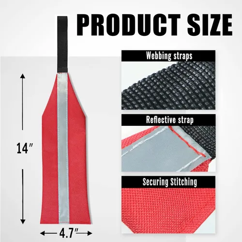 Miniatura 4 de Anley Banderas de viaje rojas de seguridad para kayak con tira reflectante, bandera de advertencia para canoas, barcos, SUP, camiones, remolques