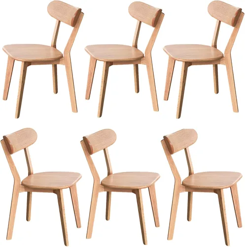 Miniatura 11 de Silla de comedor de madera maciza blanca, silla de comedor de roble de grado FAS individual, respaldo curvado resistente y diseño exterior de pata
