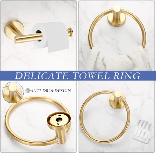Miniatura 3 de Juego de 10 piezas de accesorios de baño mate SUS304 Juego de colgadores de baño de 16 pulgadas, soporte para toallas de mano, soporte para papel