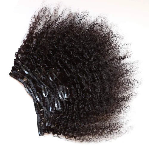 Miniatura 5 de Extensiones de cabello humano rizado con clip, brasileño, virgen, afroamericano, 4B 4C, natural, para mujeres negras (10 pulgadas, 3B 3C)