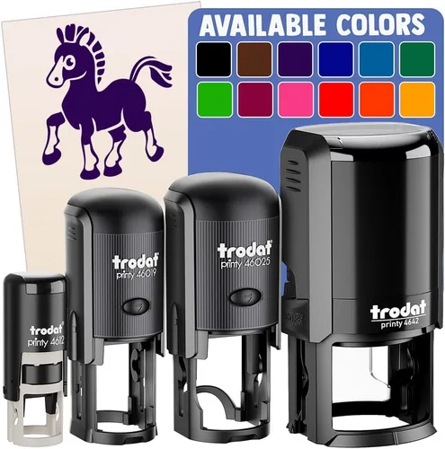 Prancing Pony Horse Mule - Sello de goma autoentintado para sellar planificadores de manualidades, 1-1/2 pulgadas grande, tinta azul
