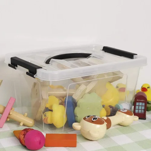 Miniatura 4 de Pekky Caja de almacenamiento de 6 cuartos de galón con asa y pestillo de diseño fresco, cubo organizador de juguetes pequeño, juego de 2