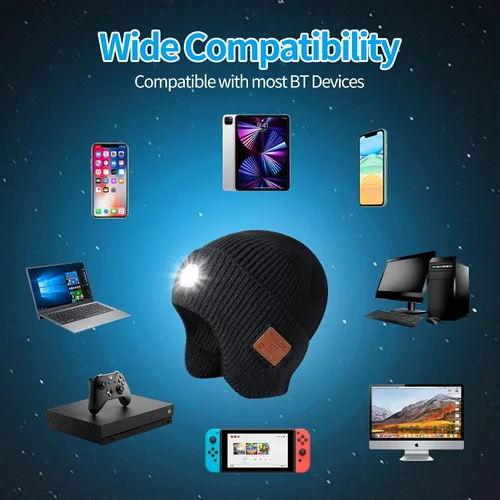 Miniatura 29 de Gorro Bluetooth con auriculares ligeros e inalámbricos, micrófono integrado y altavoces estéreo mejorados con música