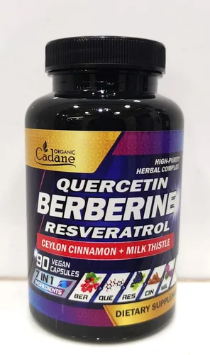 Miniatura 2 de Organic Cadane Suplemento de berberina pura 7 en 1 con quercetina, canela de Ceilán, resveratrol, cardo mariano, semilla de uva y pimienta negra