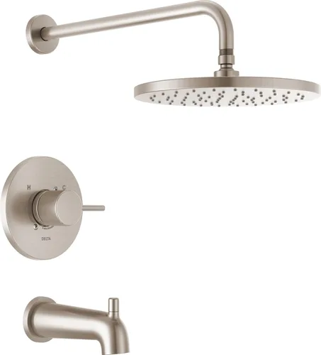 Miniatura 9 de Delta - Kit de regadera y grifo Modern con moldura, serie 14, negro mate, juego de bañera y ducha con cabezal de chorro sencillo, Touch-Clean, negro