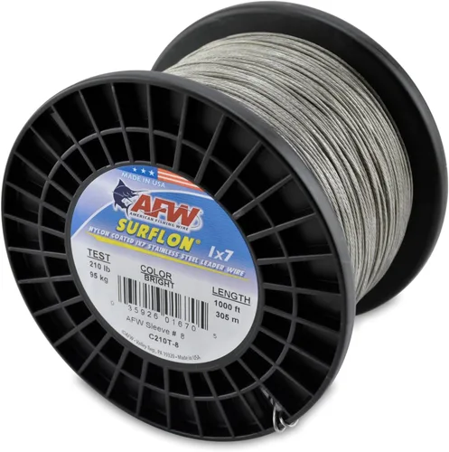 Miniatura 90 de Alambre de pesca americano Surflon recubierto de nailon 1x7 de acero inoxidable, línea líder de pesca para agua salada, prueba de 10 libras - prueba