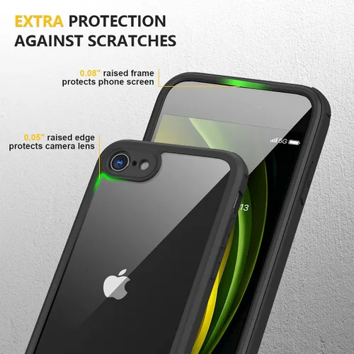 Miniatura 6 de Miracase Funda para iPhone SE de 3ª/2ª generación 2022 2020 de cuerpo completo con protector de pantalla de vidrio integrado, resistente protección