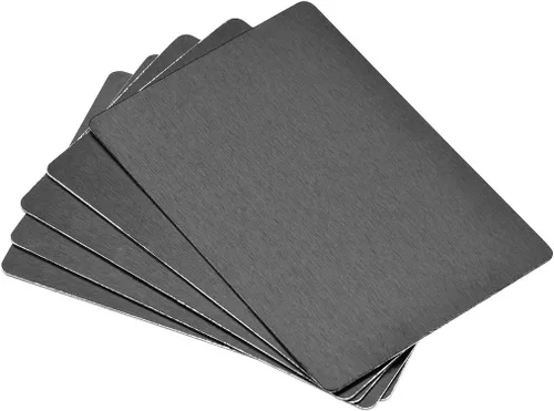 uxcell Tarjeta de metal en blanco 2.598x1.772x0.020 in Placa de aluminio anodizado para bricolaje Impresión láser Grabado Negro 5 Unidades