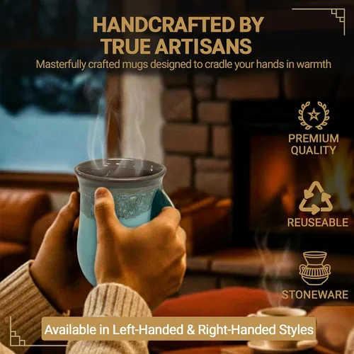 Miniatura 4 de Clay in Motion - Taza calentadora de manos para diestros, diseño Ocean Tide Marea del Océano