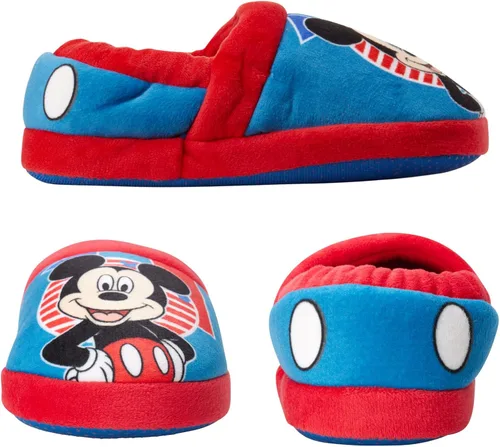 Miniatura 3 de Disney Pantuflas de Mickey Mouse para niños, acogedoras pantuflas de felpa mullidas antideslizantes, antideslizantes para niños (bebéniño pequeño)