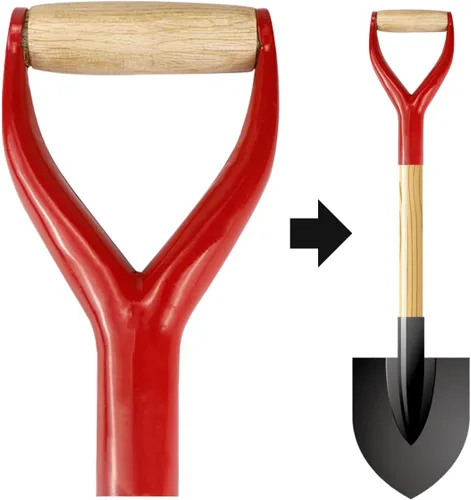Miniatura 2 de Mango de agarre en Y, mango de 1.2 in de diámetro interior, pala de metal, manijas de repuesto para accesorios de jardín, asas con agarre de madera