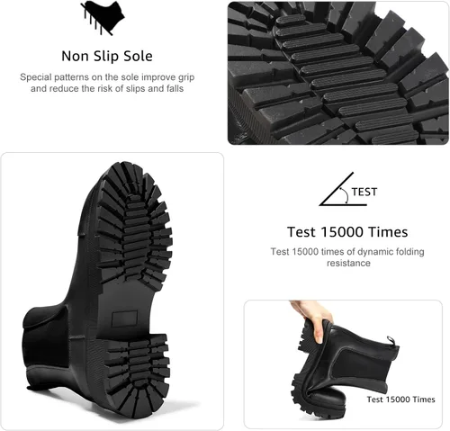 Miniatura 5 de Botas Chelsea para mujer, con suela de lengüeta, botines de tacón grueso sin cordones