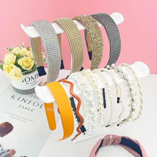 Miniatura 5 de Soporte para diadema, soporte organizador de diadema acrílica, almacenamiento de accesorios para el cabello (2 niveles y 2 paneles)