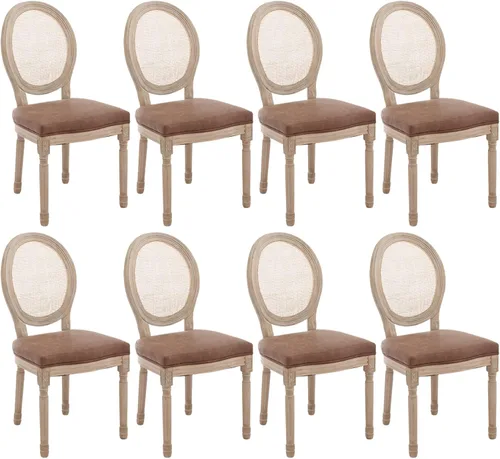 Miniatura 11 de Kmax Sillas de comedor estilo granja, patas de madera marrón, elegantes sillas de cocina copetudas, sillas de dormitorio francesas desgastadas