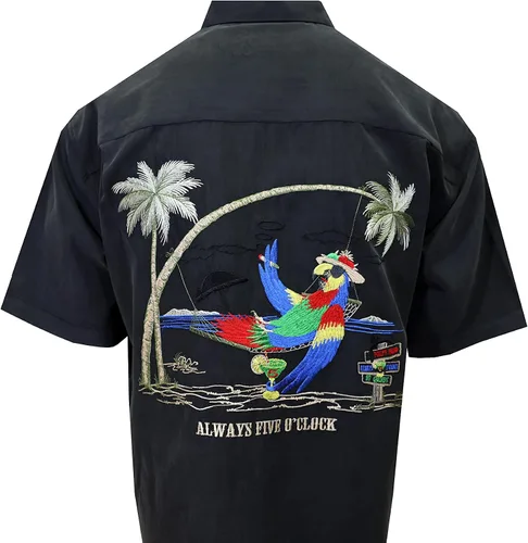 Miniatura 7 de Bamboo Cay Camisa de manga corta con botones bordados para hombre Always 5 Oclock