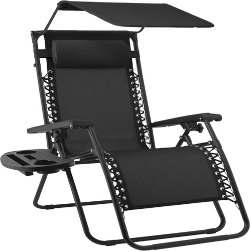 Miniatura 55 de Best Choice Products Sillón reclinable de 30 pulgadas de ancho con gravedad cero para exteriores, con toldo ajustable, reposacabezas, bandeja